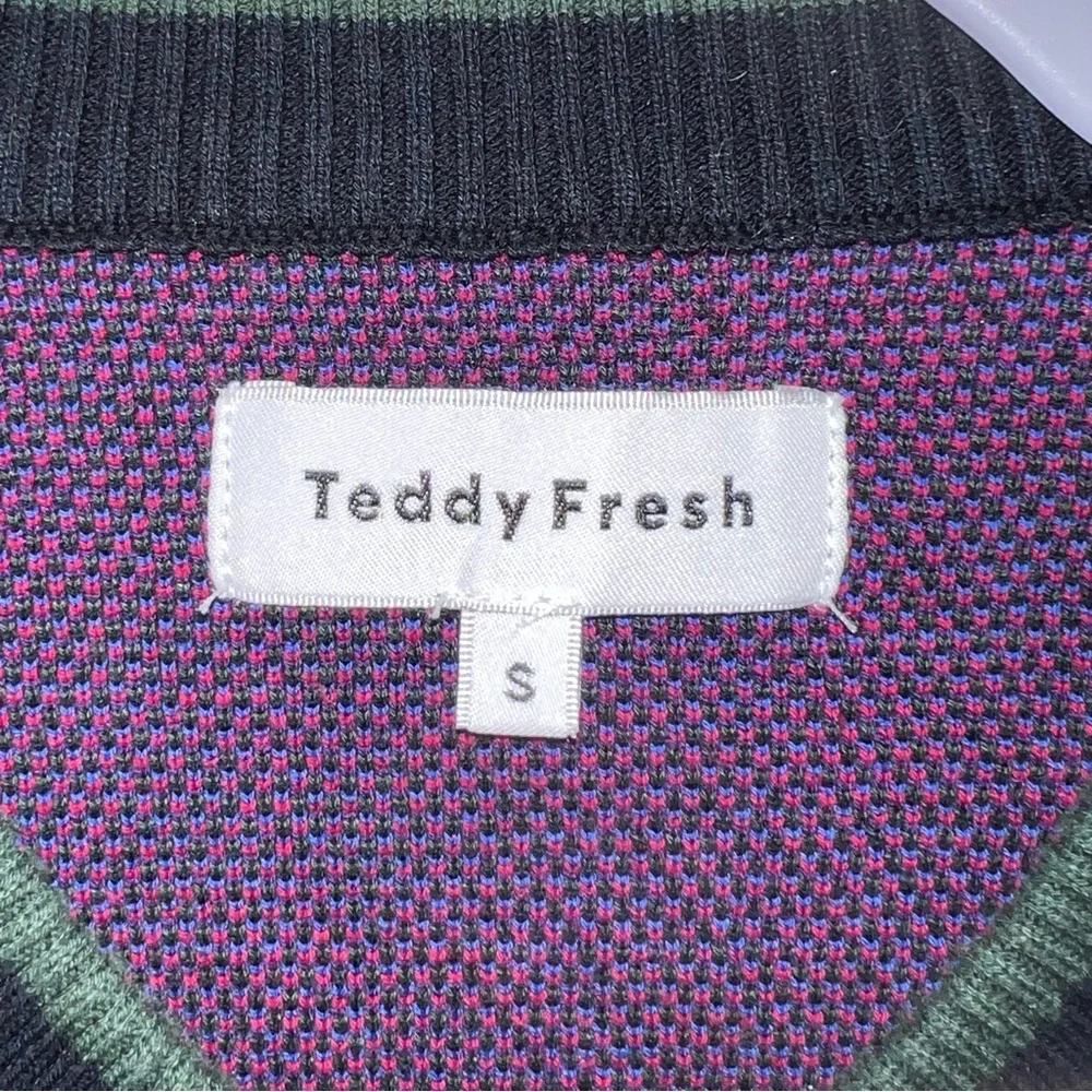 NWOT Teddy Fresh Multicolor Houndstooth Cardigan Red Blue Green Purple